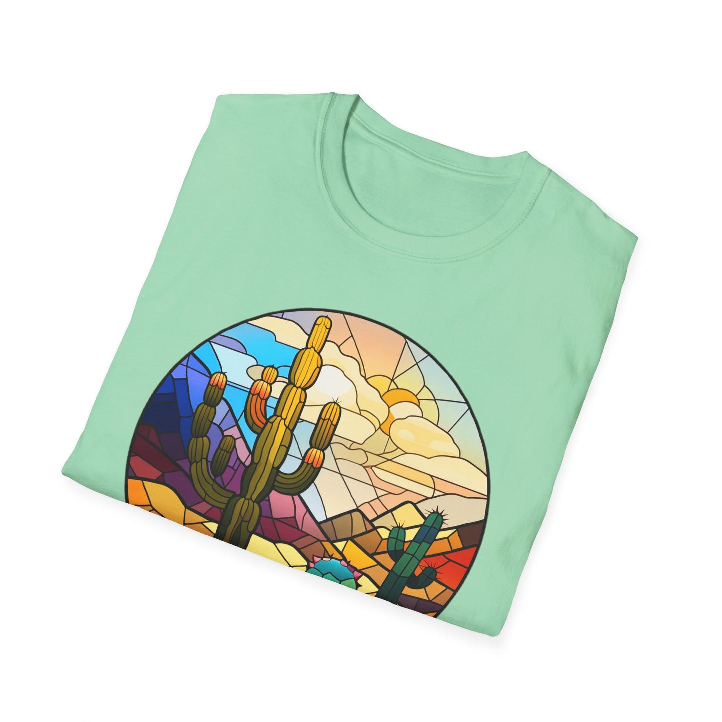 Stained Glass desert scene Unisex Softstyle T-Shirt