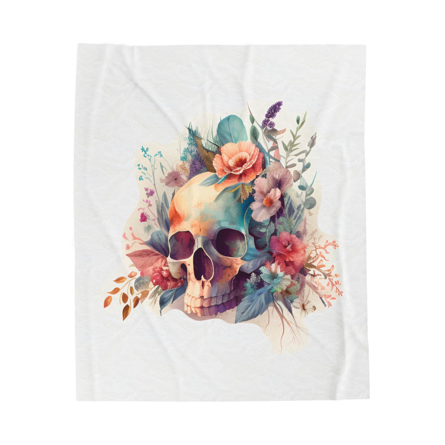 Flower Skull Velveteen Plush Blanket