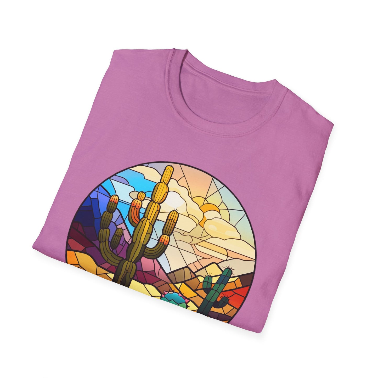 Stained Glass desert scene Unisex Softstyle T-Shirt