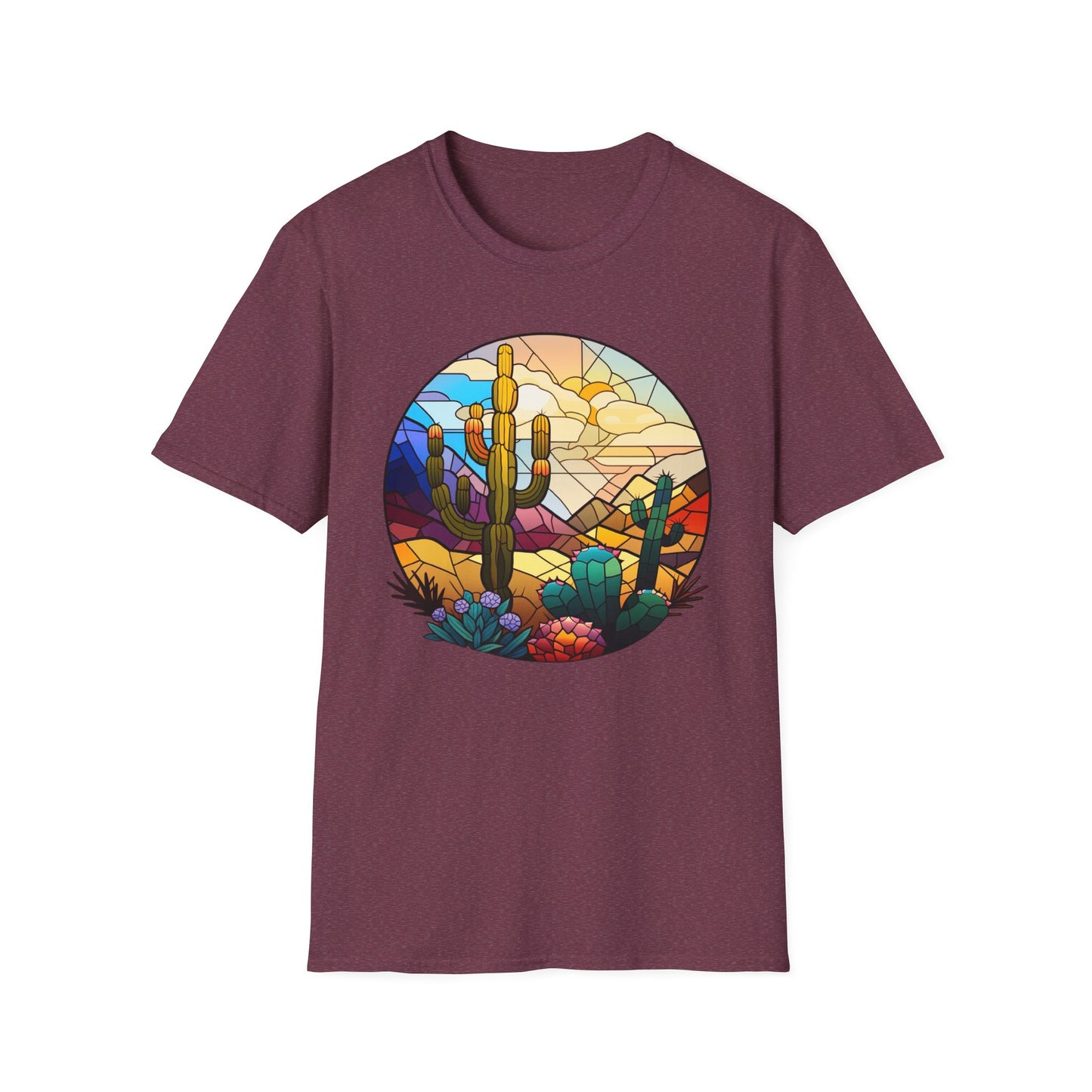 Stained Glass desert scene Unisex Softstyle T-Shirt