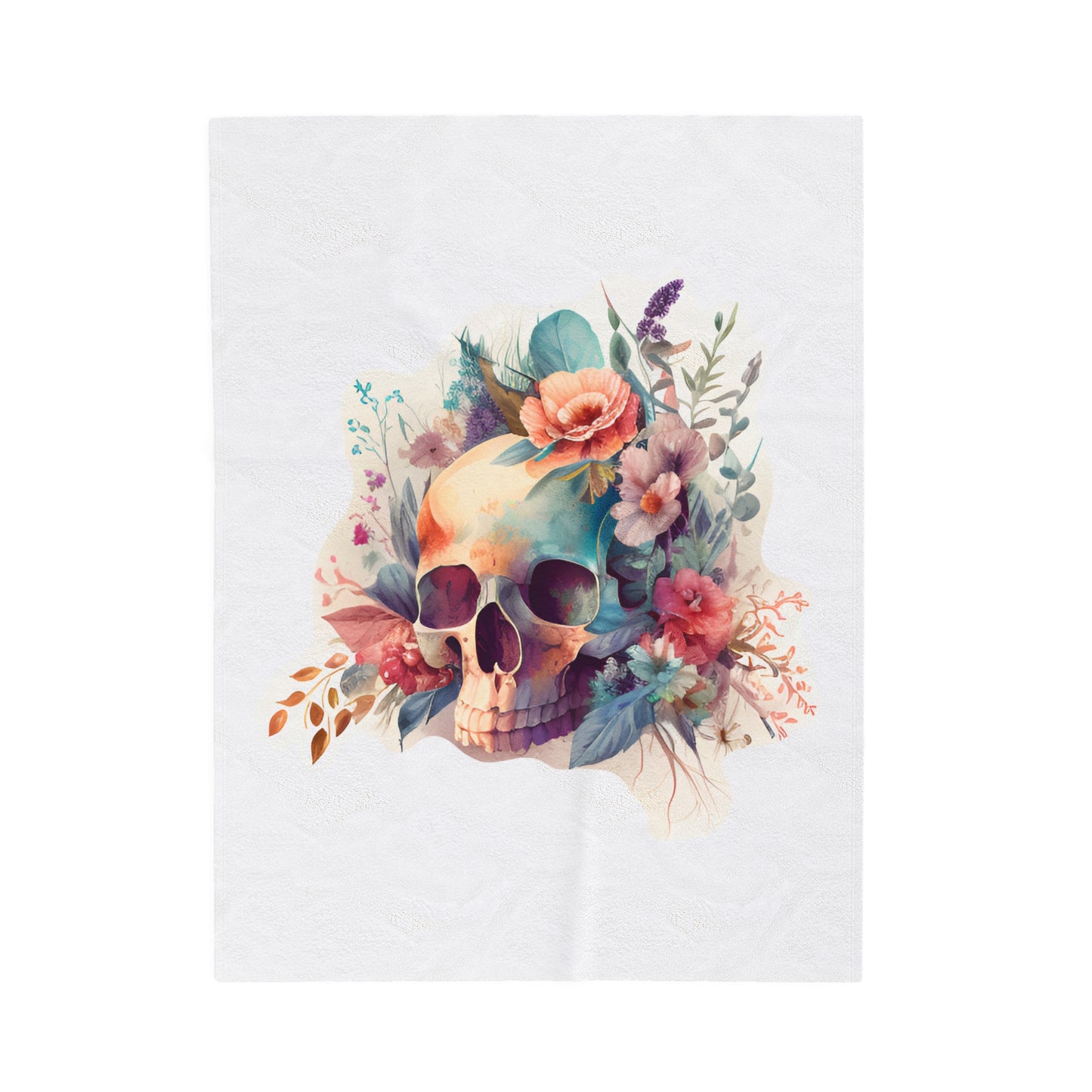 Flower Skull Velveteen Plush Blanket