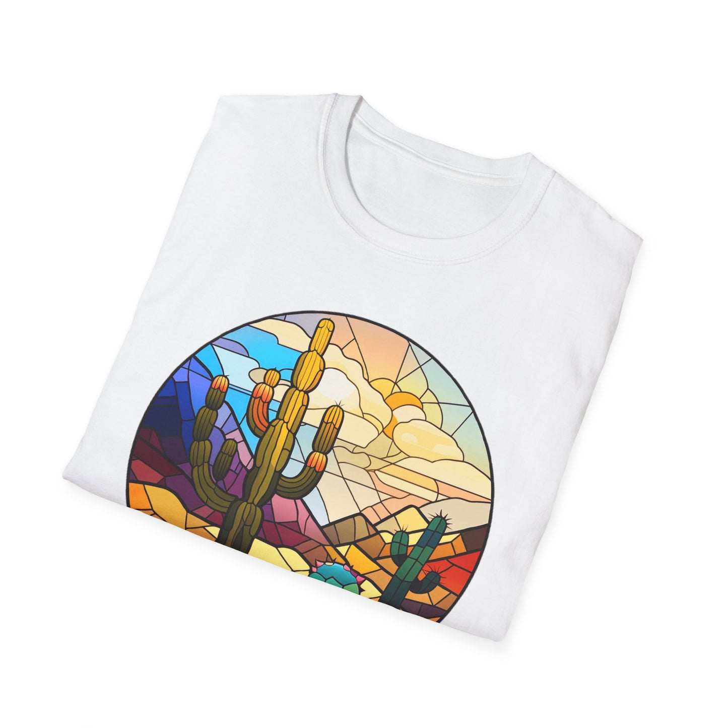 Stained Glass desert scene Unisex Softstyle T-Shirt