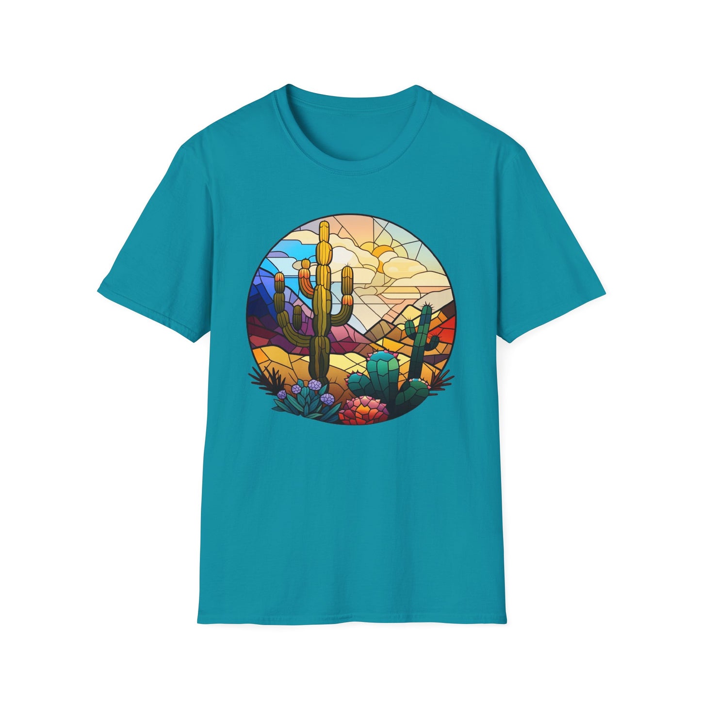 Stained Glass desert scene Unisex Softstyle T-Shirt