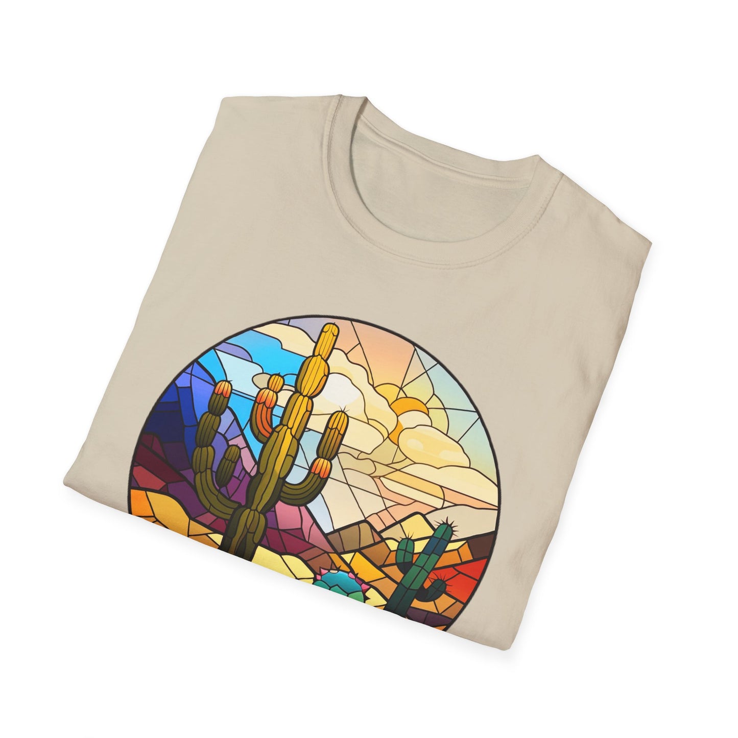 Stained Glass desert scene Unisex Softstyle T-Shirt