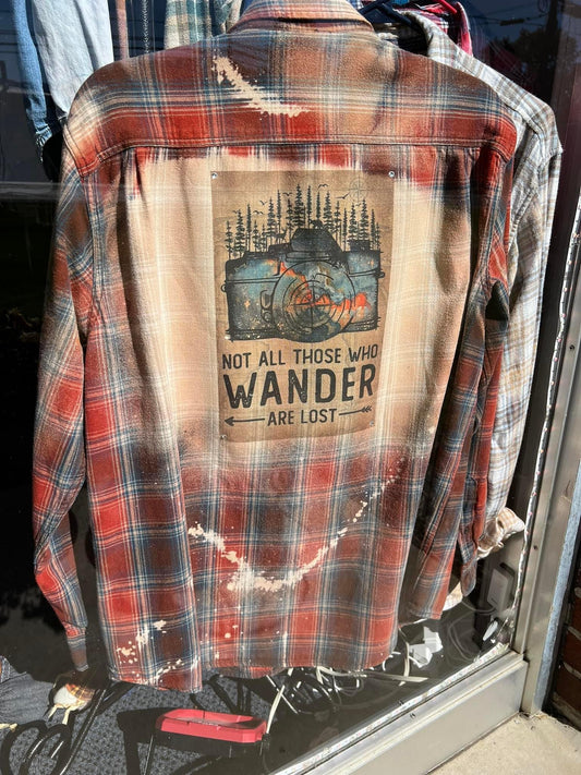 Not All Who Wander Are Lost Distressed Flannel