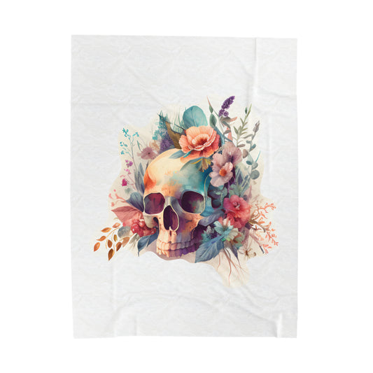 Flower Skull Velveteen Plush Blanket