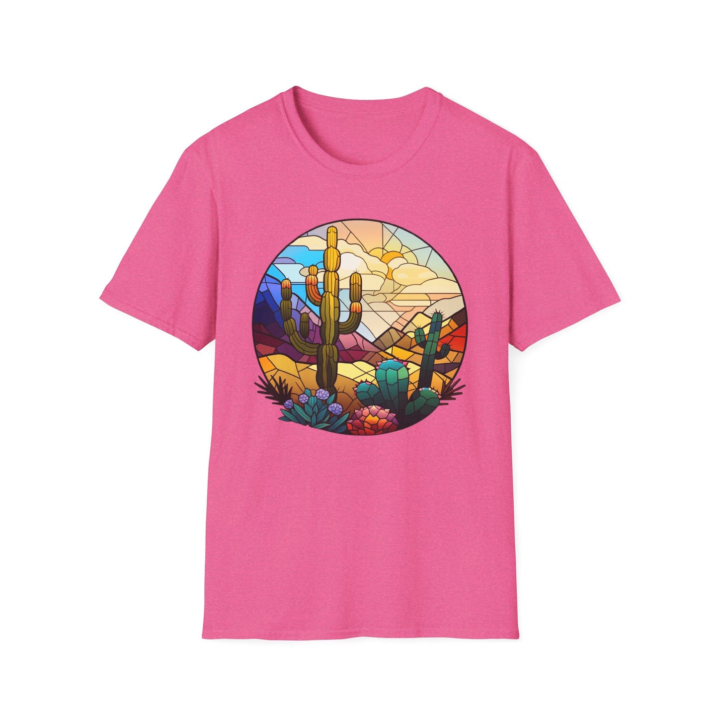 Stained Glass desert scene Unisex Softstyle T-Shirt