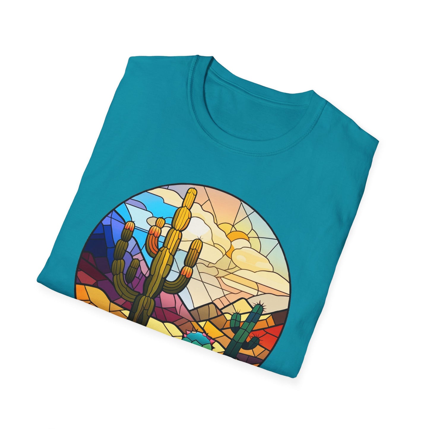 Stained Glass desert scene Unisex Softstyle T-Shirt