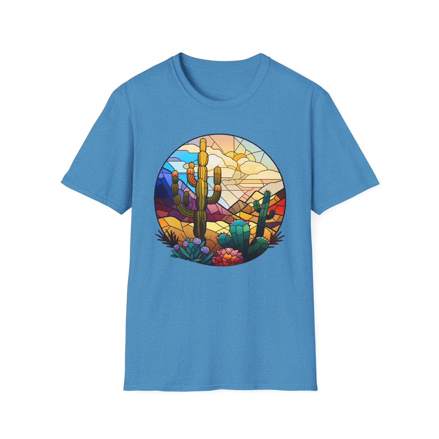 Stained Glass desert scene Unisex Softstyle T-Shirt