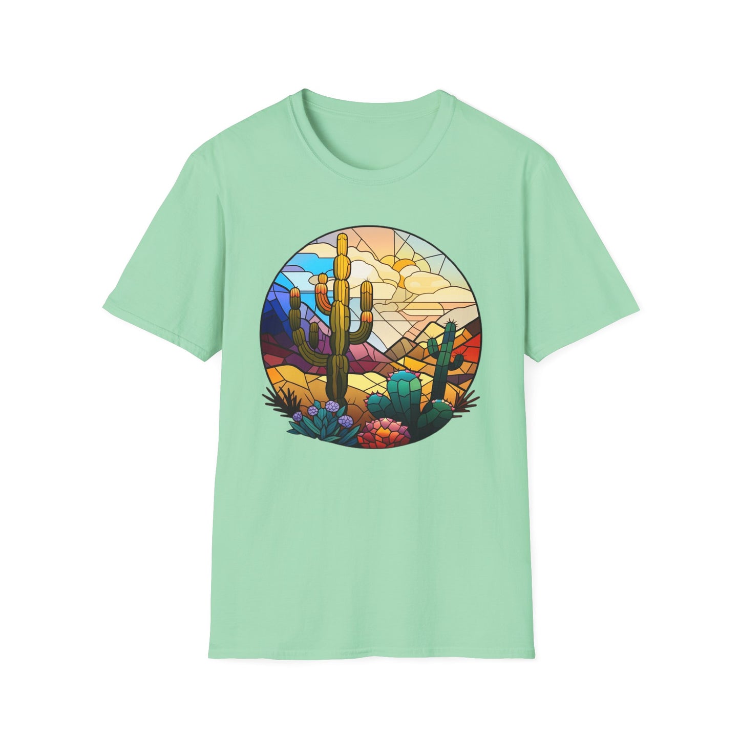 Stained Glass desert scene Unisex Softstyle T-Shirt