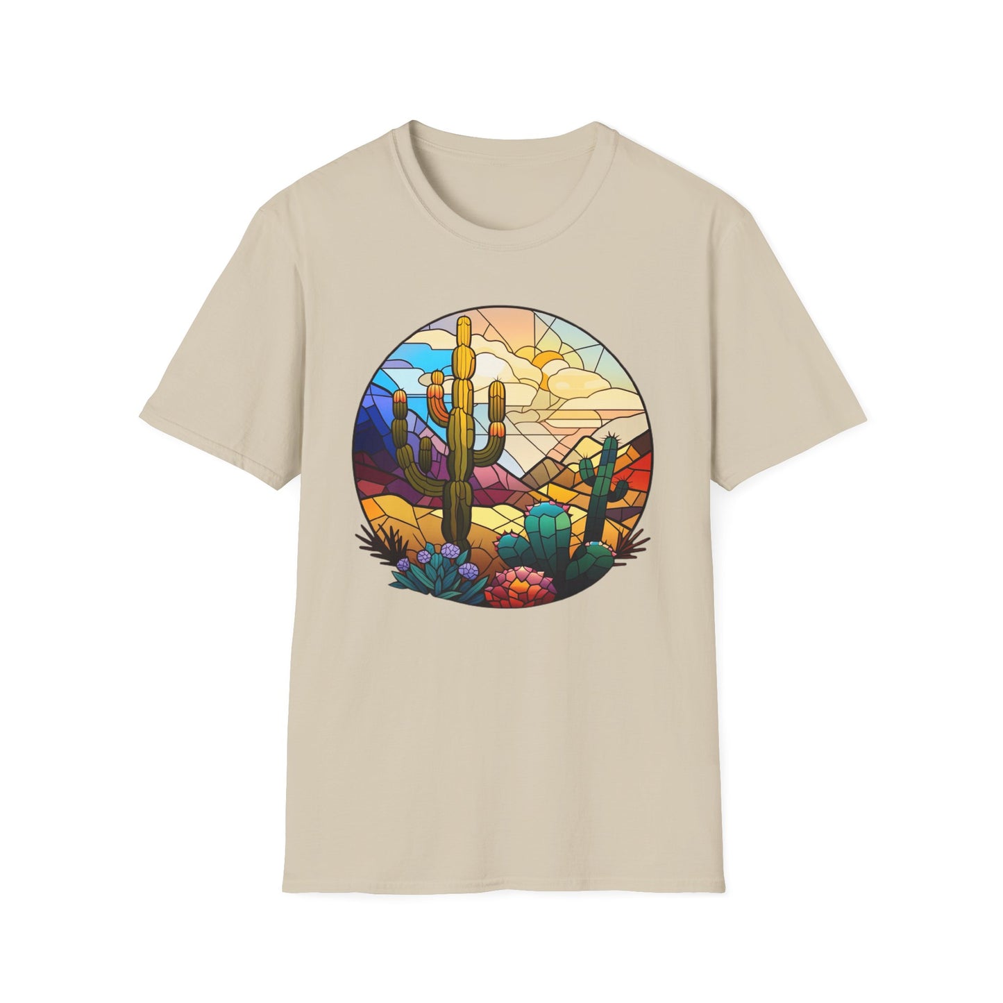 Stained Glass desert scene Unisex Softstyle T-Shirt