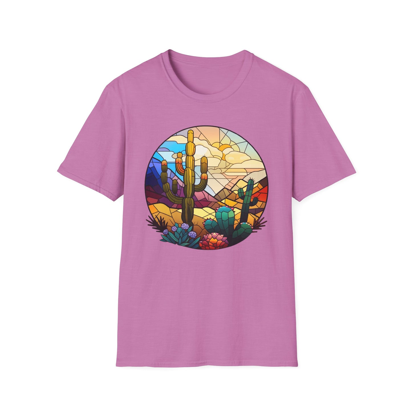 Stained Glass desert scene Unisex Softstyle T-Shirt