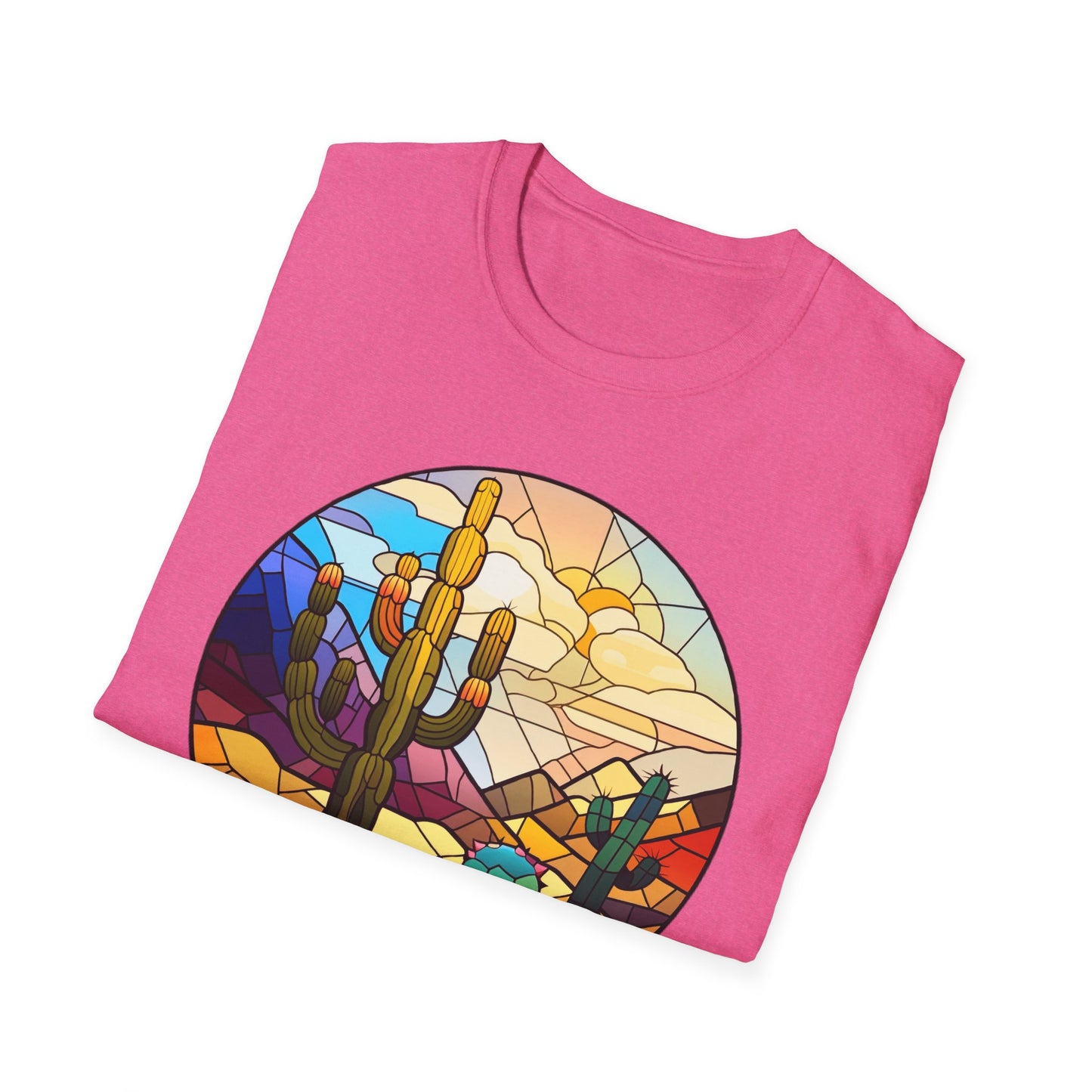 Stained Glass desert scene Unisex Softstyle T-Shirt