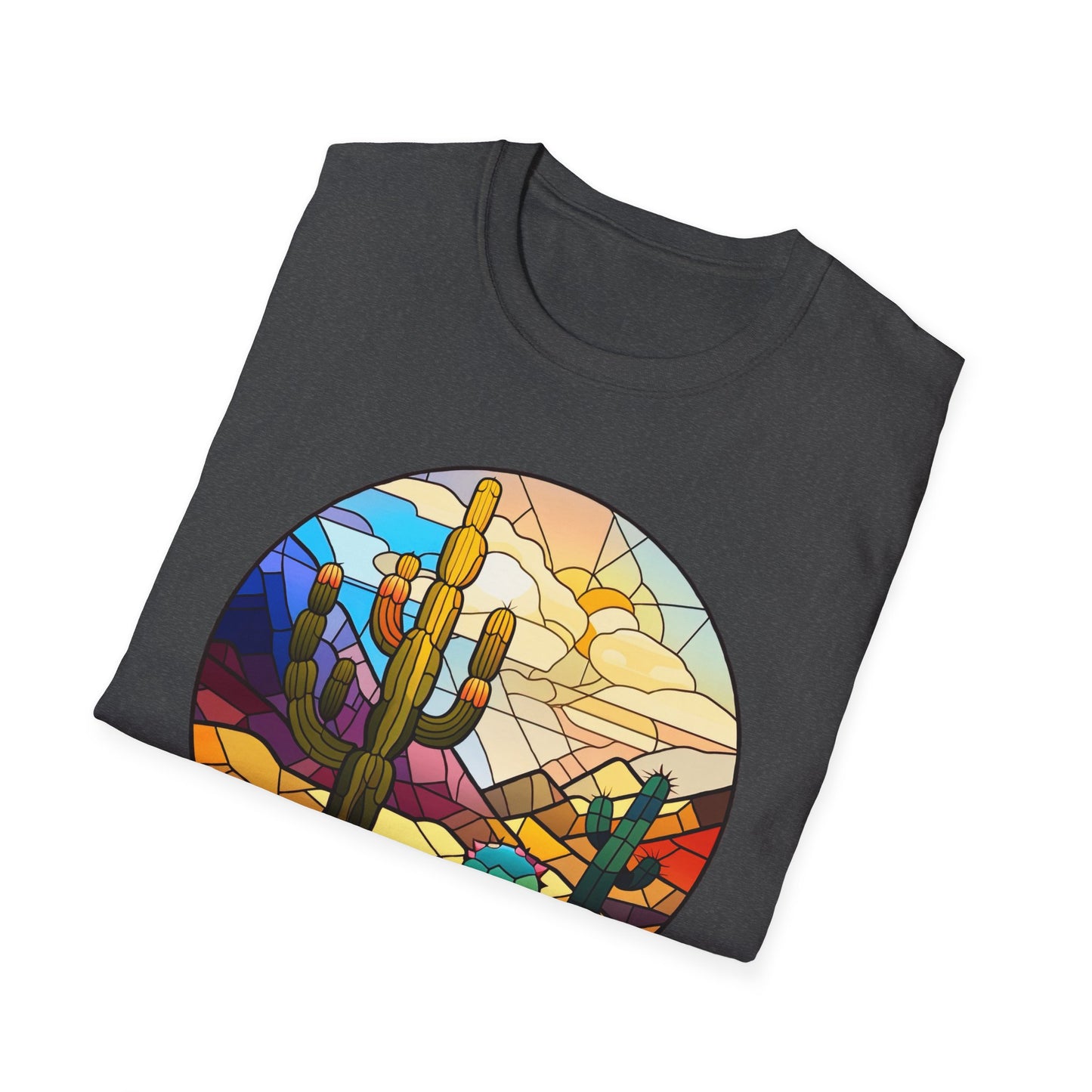 Stained Glass desert scene Unisex Softstyle T-Shirt