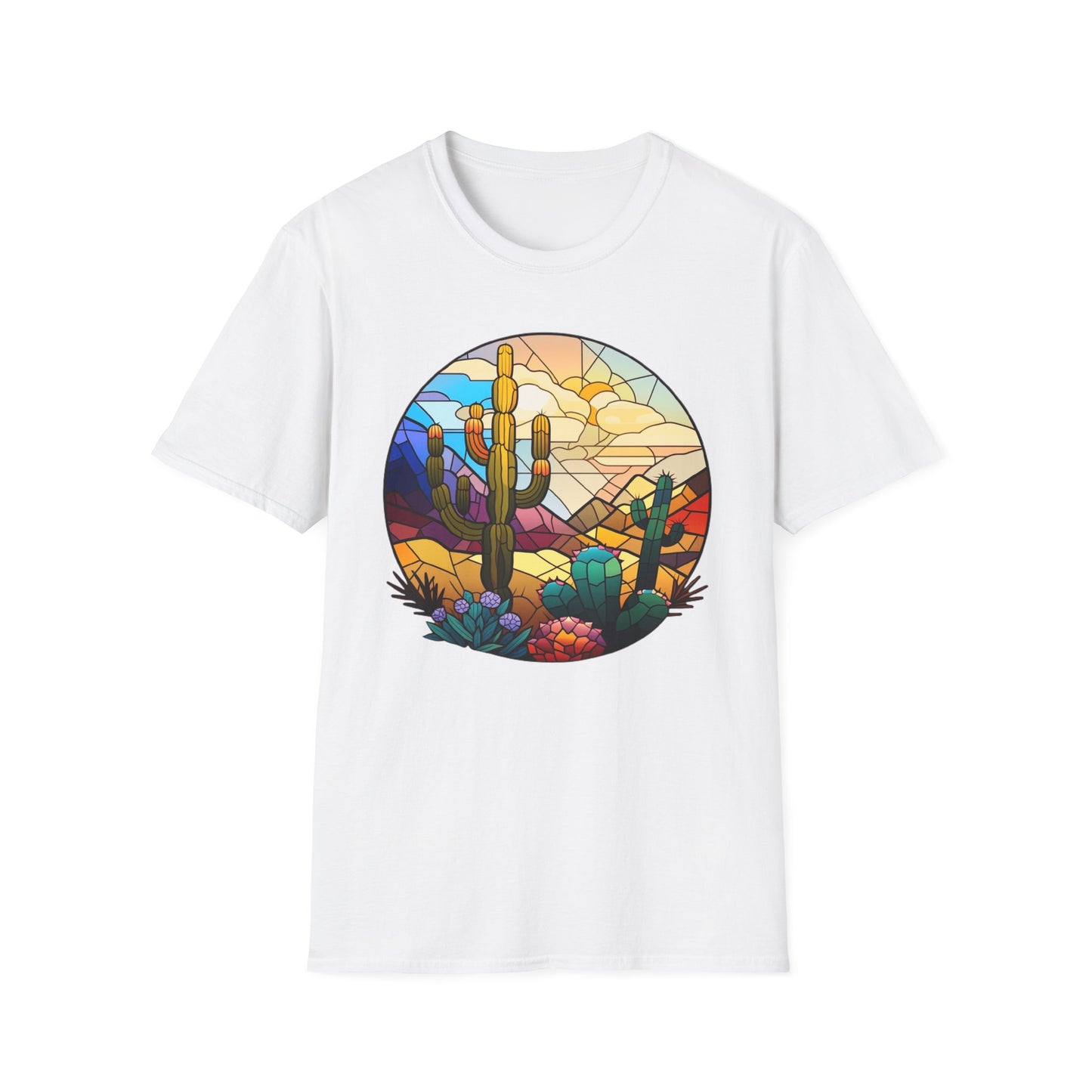 Stained Glass desert scene Unisex Softstyle T-Shirt